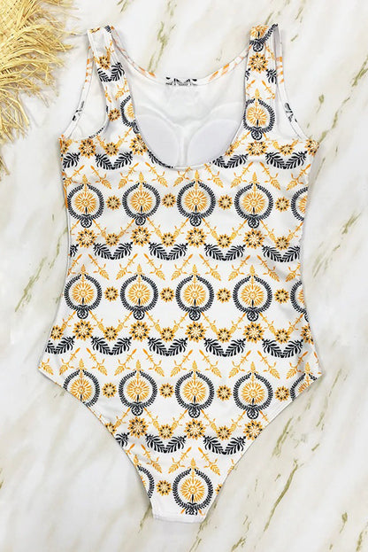 Heldragt med boho-print og høj hals