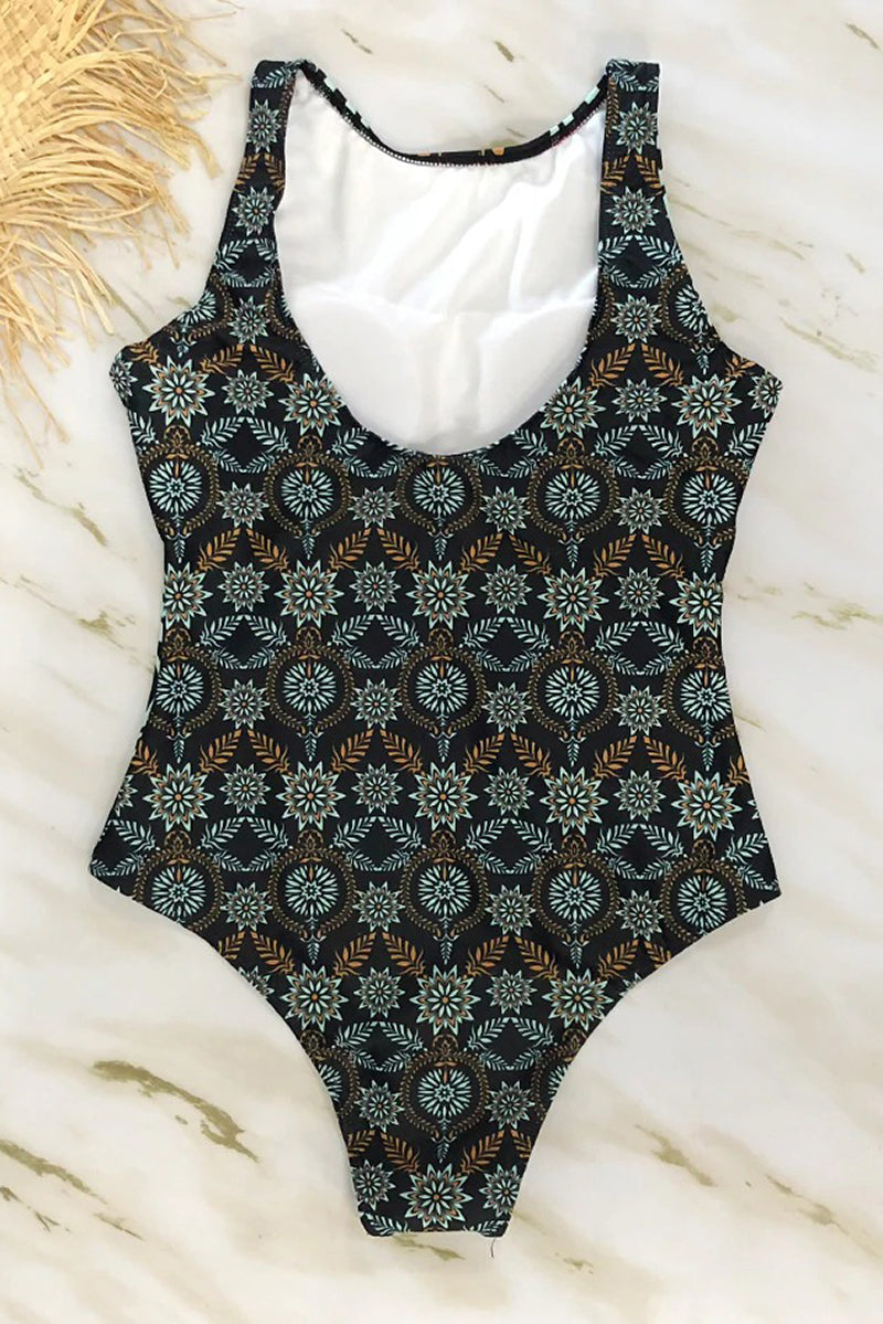 Heldragt med boho-print og høj hals