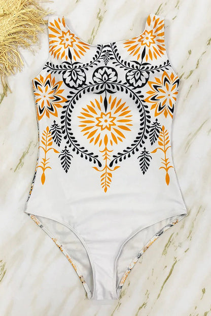 Heldragt med boho-print og høj hals