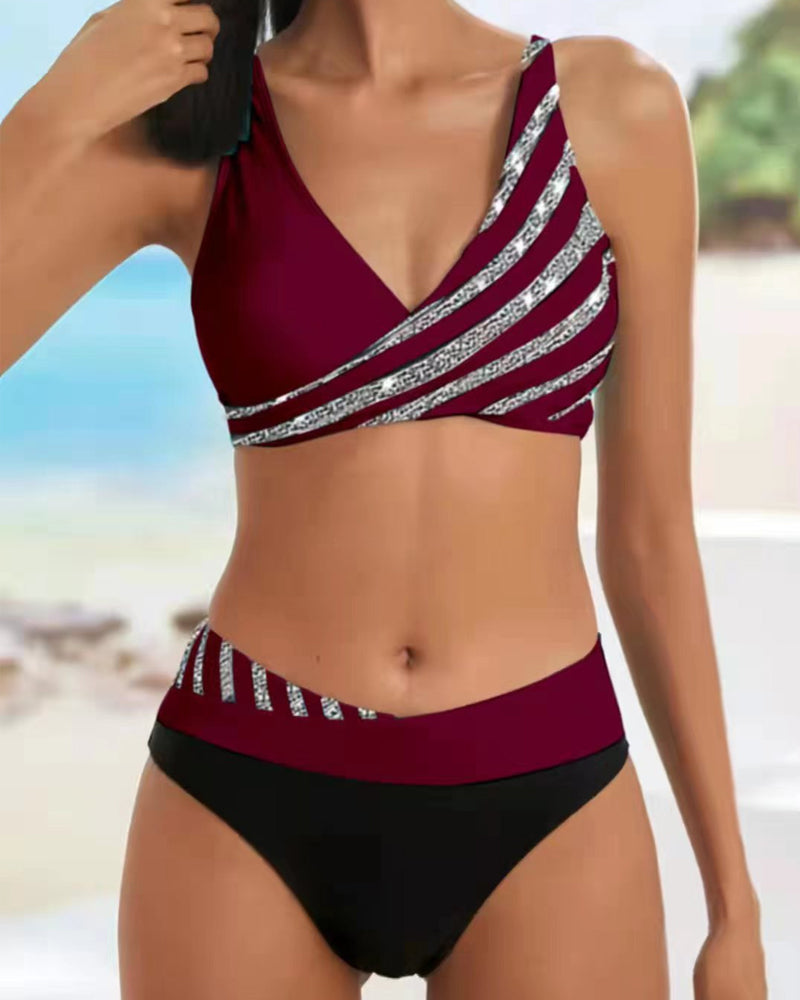 Mona - Bikini med print i varme toner
