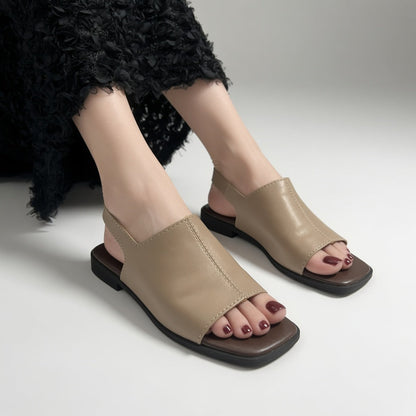 Séraphelle™ — Sandal med firkantet tå og lav hæl, minimalistisk elegance