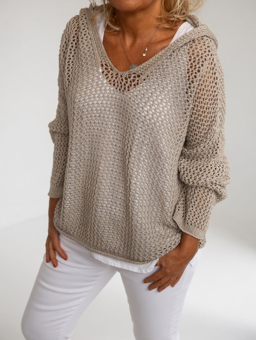 Évarielle™ – Sweater i hulstrik med afslappet halsudskæring