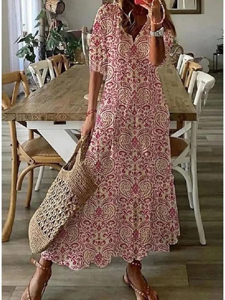 Élodie™ — Elegant blomstret maxikjole i fløjlsblødt stof