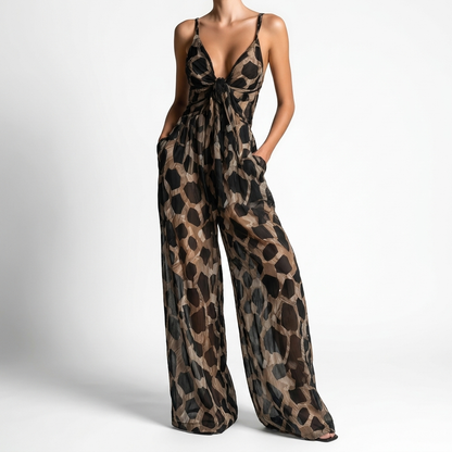 Zarellia™ — Flydende leopardjumpsuit med vild elegance