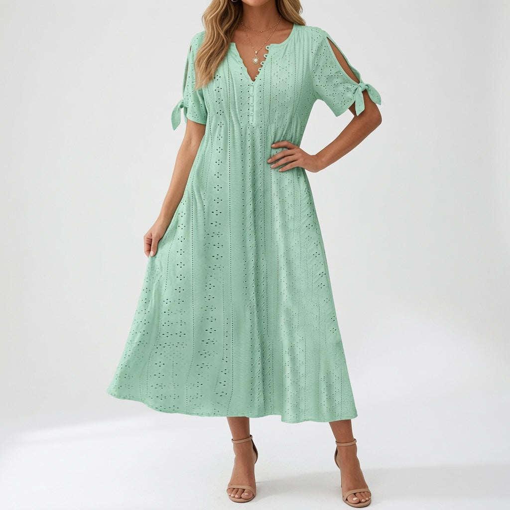 Lorélia™ — Broderet boheme-kjole med sommerlig elegance