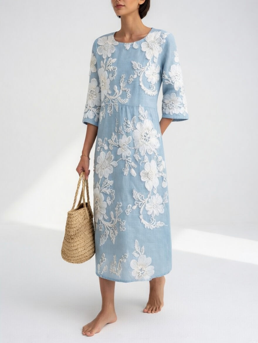 Florésia™ — Elegant flydende midikjole med blomster