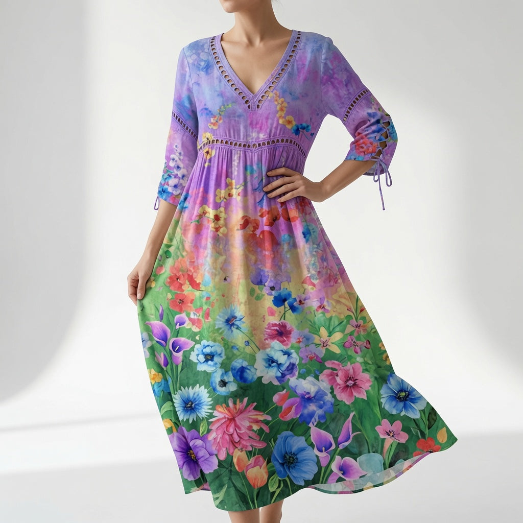 Maricella™ — Flydende blomsterkjole med romantisk elegance