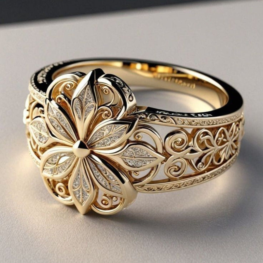 Guldring med blomsterzirkoner