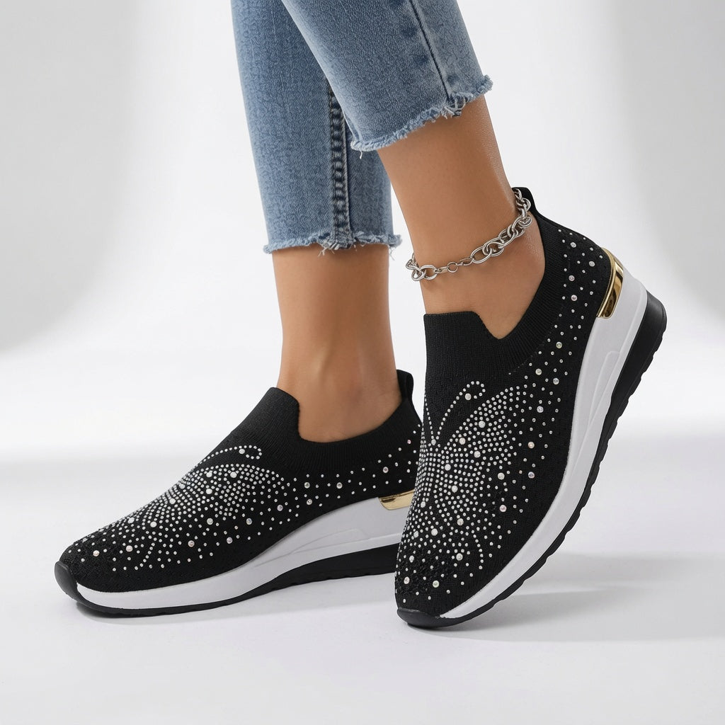 Brillantine™ — Elegant slip-on sneaker med plateau og strass
