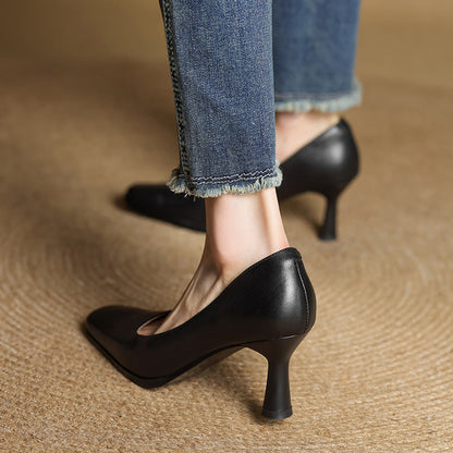 Elviera pumps i læder