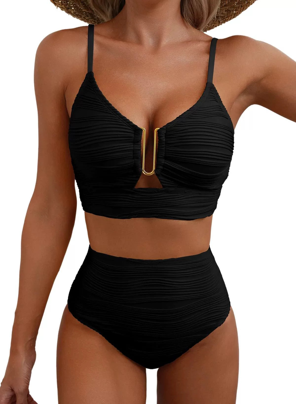 Højtaljet bikinisæt Golden U-Link