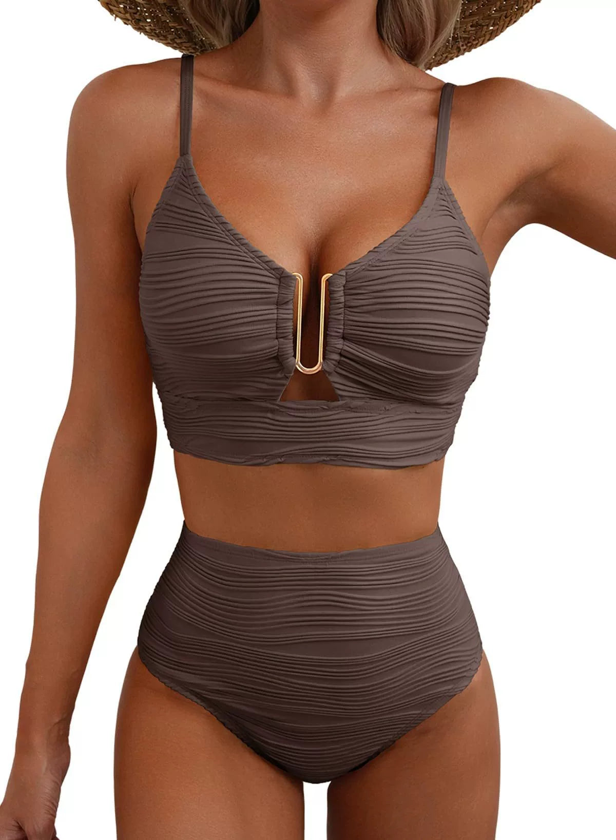 Højtaljet bikinisæt Golden U-Link