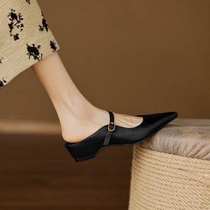 Luna | Mary Jane-mules med spids tå