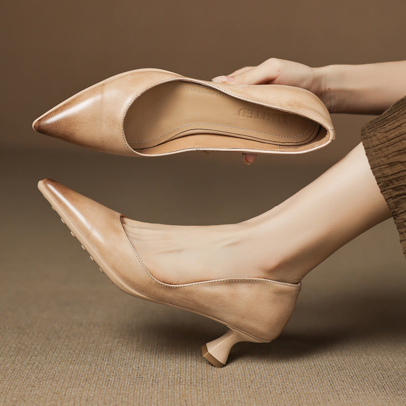 Calenne kitten heels i læder