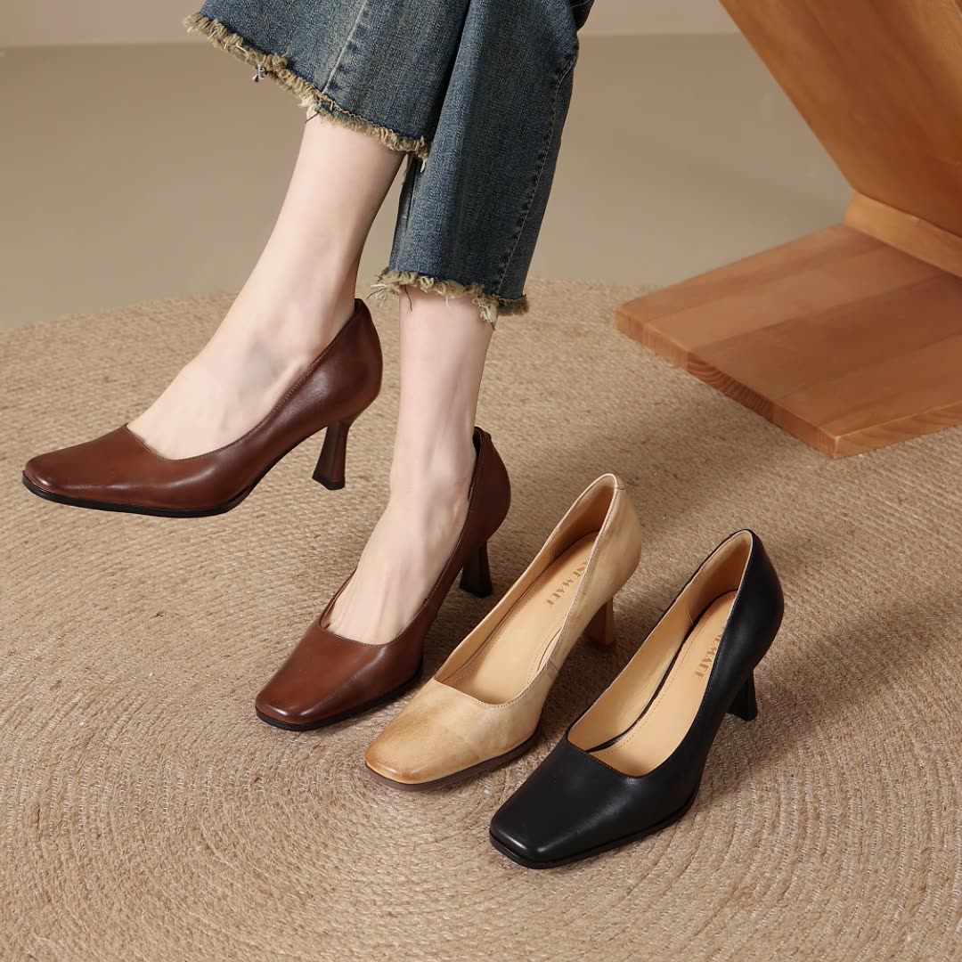 Elviera pumps i læder