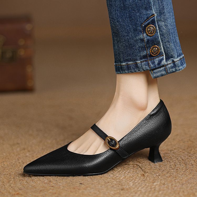 Eloria kitten heels i læder
