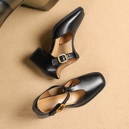 Marcele T-Strap Pumps i læder