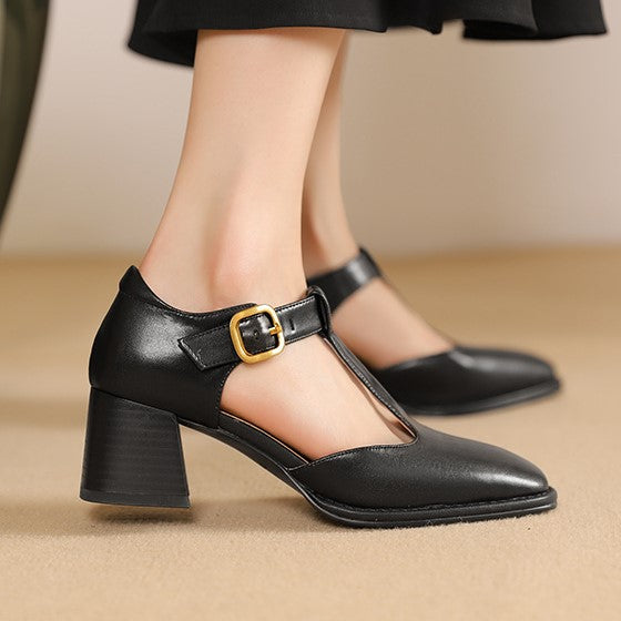 Marcele T-Strap Pumps i læder