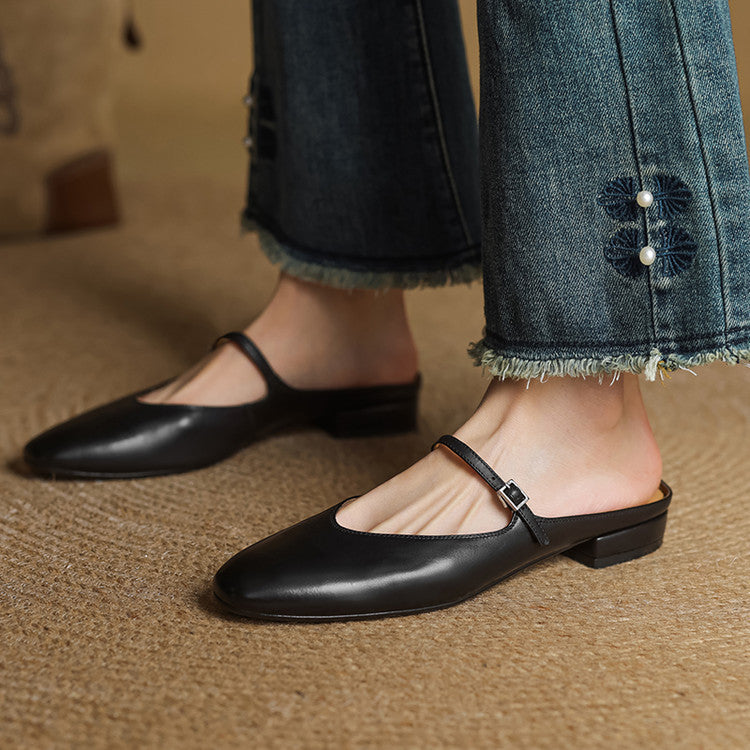 Luciana | Mary Jane-mules med mandelformet snude