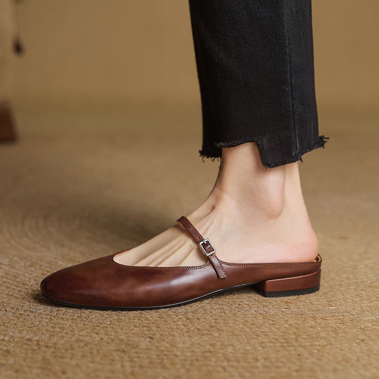 Bianca | Mary Jane-mules med mandelformet snude