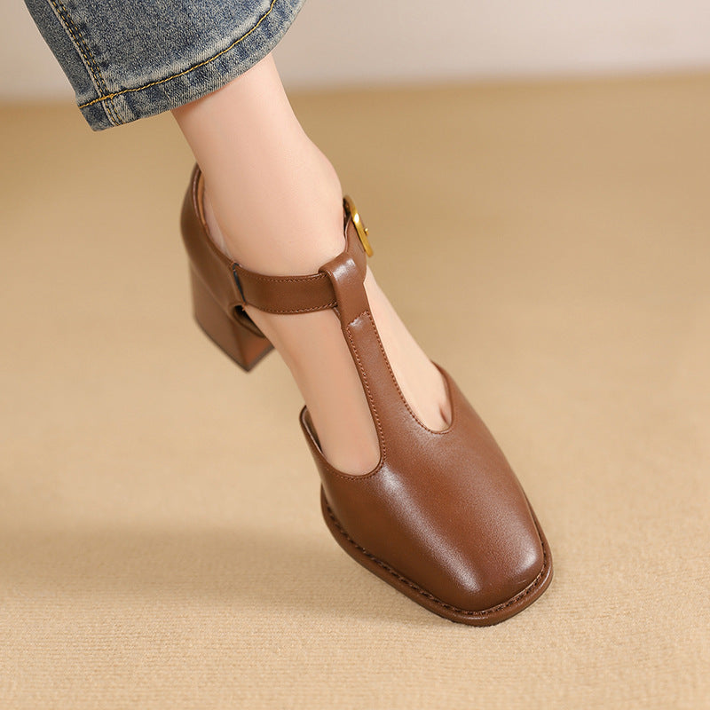 Marcele T-Strap Pumps i læder