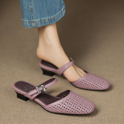 Lou | Perforerede Mules med Rem