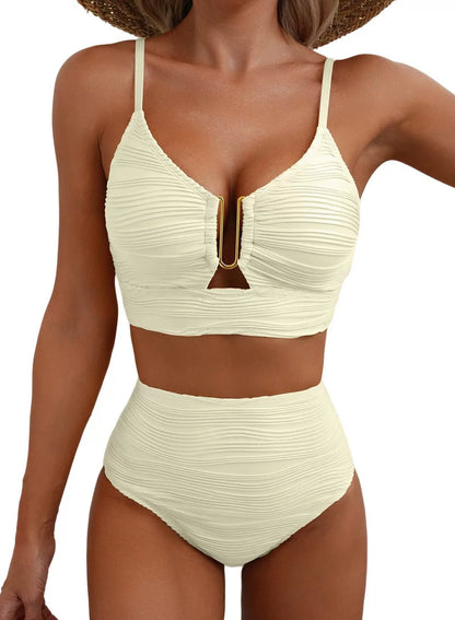 Højtaljet bikinisæt Golden U-Link