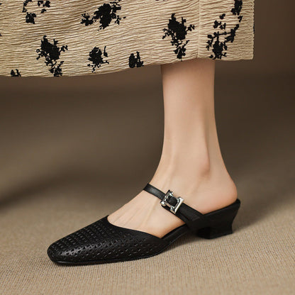 Lou | Perforerede Mules med Rem