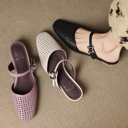 Lou | Perforerede Mules med Rem