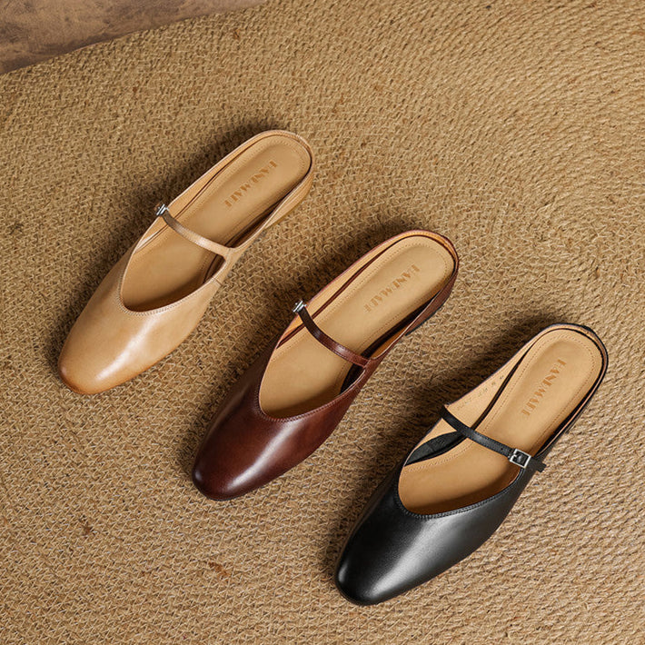 Bianca | Mary Jane-mules med mandelformet snude