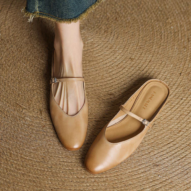 Bianca | Mary Jane-mules med mandelformet snude