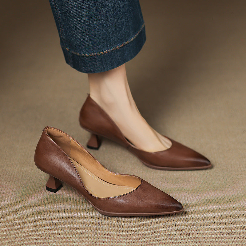 Calenne kitten heels i læder