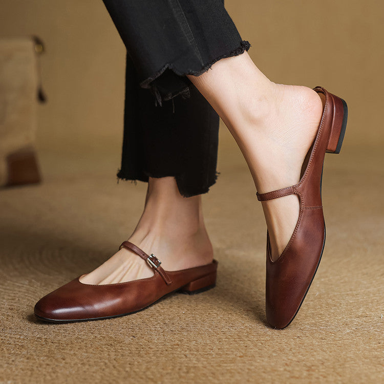 Luciana | Mary Jane-mules med mandelformet snude