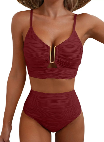 Højtaljet bikinisæt Golden U-Link