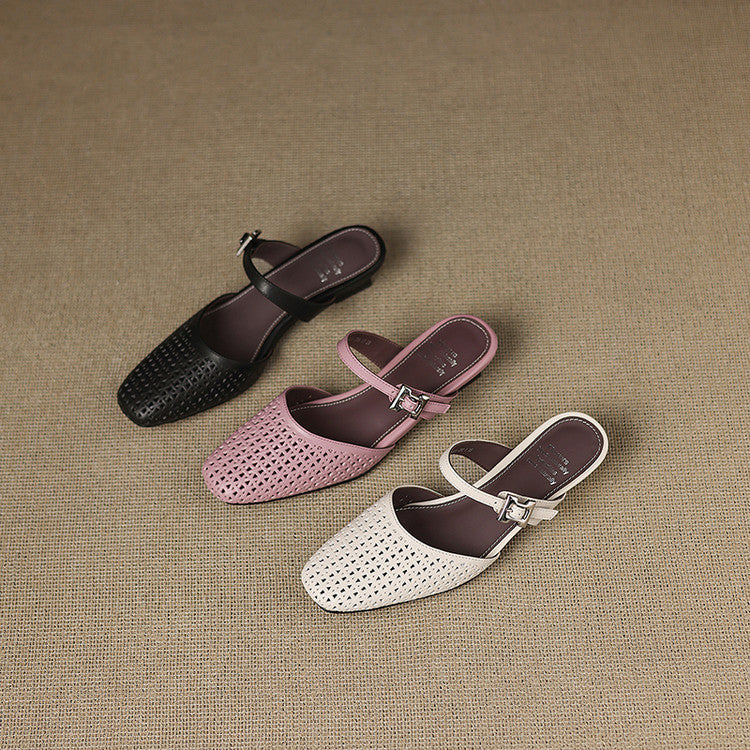 Lou | Perforerede Mules med Rem