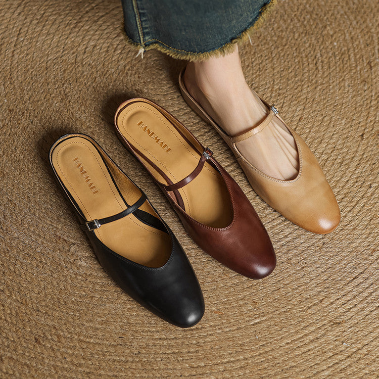 Bianca | Mary Jane-mules med mandelformet snude