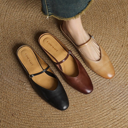 Bianca | Mary Jane-mules med mandelformet snude
