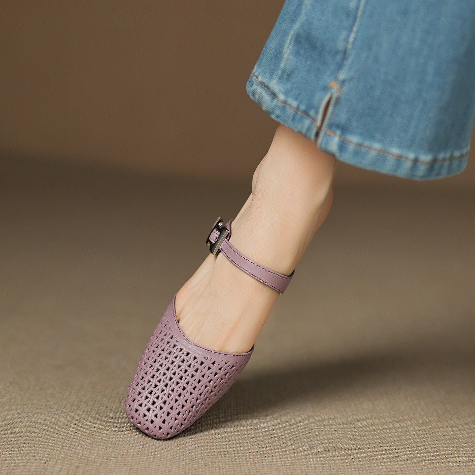 Lou | Perforerede Mules med Rem