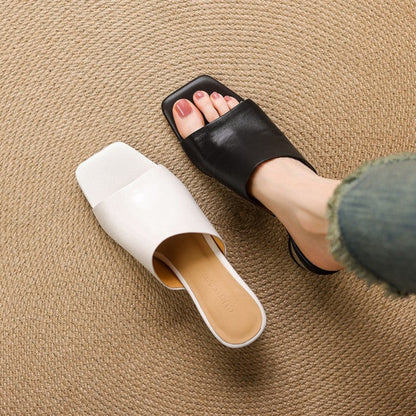 Virelle Curve mules i læder