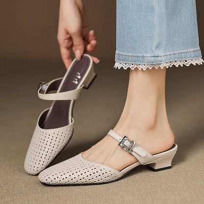 Lou | Perforerede Mules med Rem