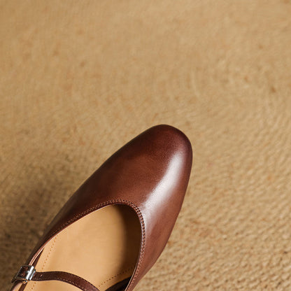 Luciana | Mary Jane-mules med mandelformet snude