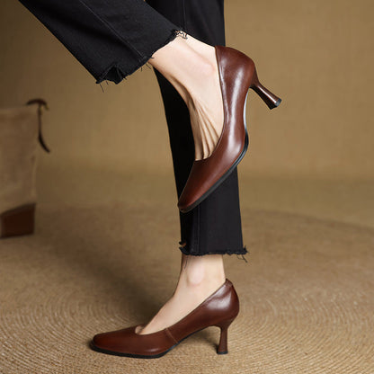 Elviera pumps i læder