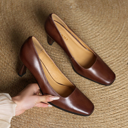 Elviera pumps i læder