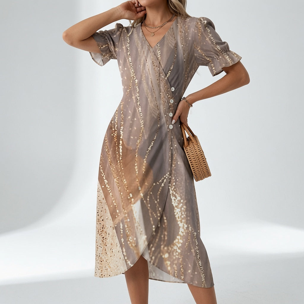 Maësylia™ — Elegant florlagt kimono-kjole med blomster til sommeren