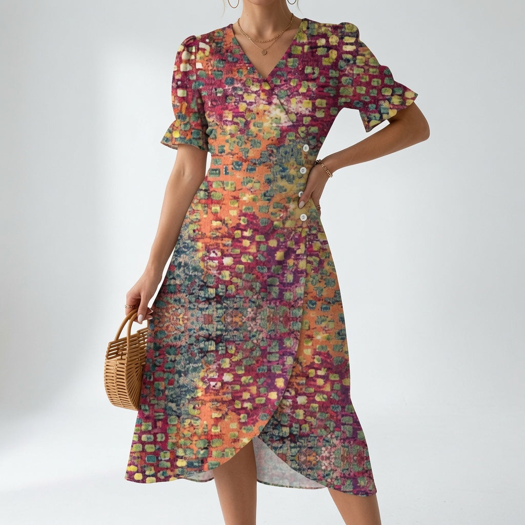 Maësylia™ — Elegant florlagt kimono-kjole med blomster til sommeren