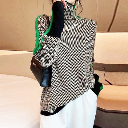 Clara™ | Rullekravesweater med kontraststriber