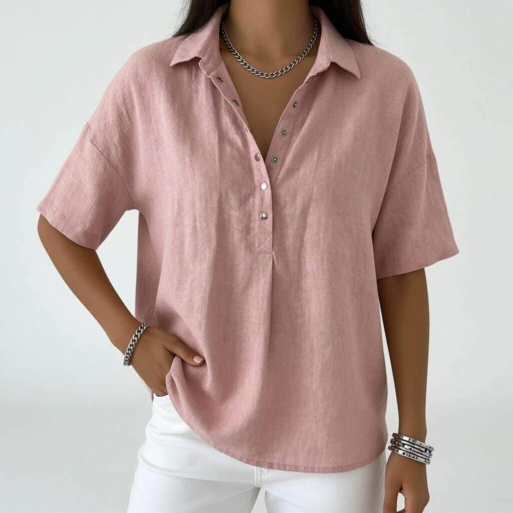 Tiphaine™ — Afslappet skjortebluse med sommerlig blødhed