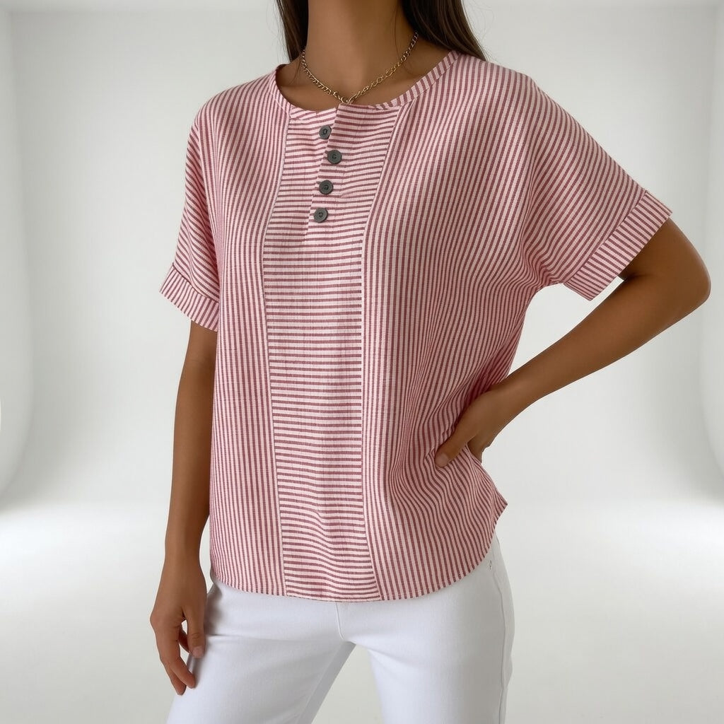 Sorène™ — Stribet hørbluse med naturlig blødhed