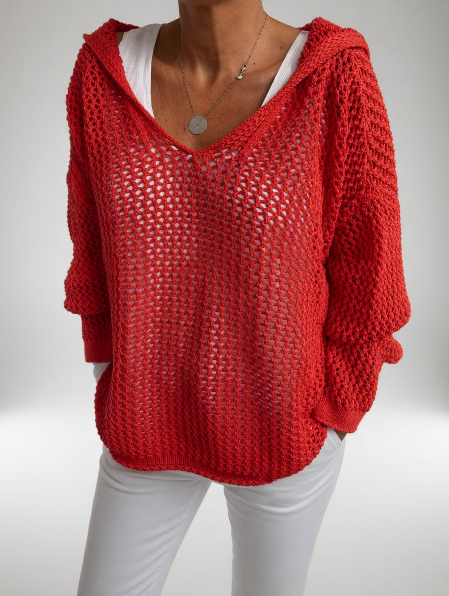 Évarielle™ – Sweater i hulstrik med afslappet halsudskæring