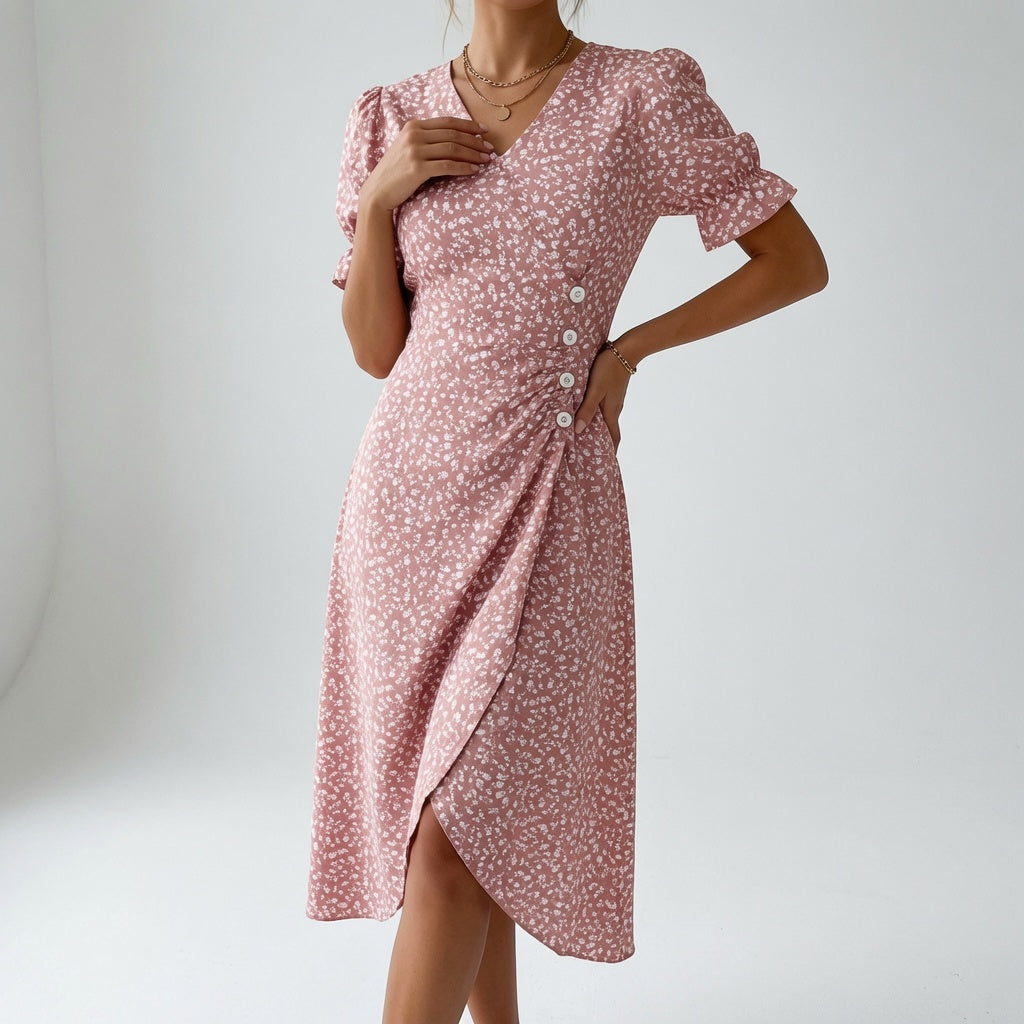 Maësylia™ — Elegant florlagt kimono-kjole med blomster til sommeren